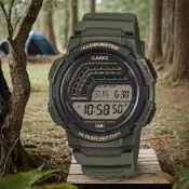 CASIO 卡西歐 復古風大顯示幕手錶 電子錶 618限定禮遇 送禮推薦-墨綠 WS-1800-3A