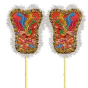 遊神用品 日月扇刺繡天後聖母扇子神像媽祖古典佛宮廟用雙鳳色繡品
