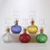 💗酥油燈💞玻璃彩色酥油燈供佛佛前油燈防風調光長明燈複古煤油燈拜神油燈供佛油燈 無煙佛燈傢用 玻璃蠟燭 光明燈