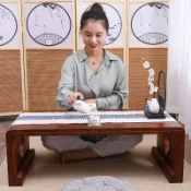 免運#日式茶桌坐地國學桌子古風羅漢床飄窗榻榻米陽臺小茶桌三件套