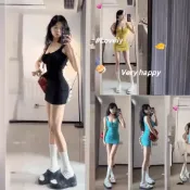 辣妹洋裝 包臀連身裙 吊帶短裙 連身短裙 小個子連衣裙 蝴蝶結U領 露背 純欲風 梨形身材穿搭 修身顯瘦