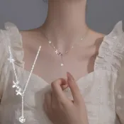 (店+)【LEESA】流蘇項鍊\蝴蝶項鍊\高級飾品\歐美項鍊\單鋯項鍊\999純銀項鍊\女生項鍊\垂墜項鍊\韓國飾品\小禮物