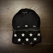 《595_Vintage》SAINT LAURENT PARIS｜City Star 黑色銀星貼飾後背包｜二手｜F