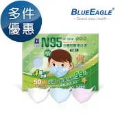 【藍鷹牌官方直營】N95醫療口罩 兒童3D立體 6-10歲小臉服貼戴得住 藍白粉 台灣製50片 NP-3DSM
