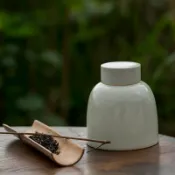 全球選品1館 生活百貨 草木灰茶葉罐陶瓷中號茶罐密封罐小茶倉普洱綠茶儲茶罐禮品訂