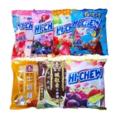 森永牛奶糖、鐵觀音牛奶糖、綜合水果味嗨啾軟糖、嗨啾汽水軟糖、黑糖牛奶糖