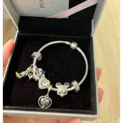 真品 pandora 潘朵拉 情人節迪士尼米地圖愛心琉璃 銀手鍊 禮物 手環 玫瑰金 鈴鐺 鋯石鑽石 鎖頭 貓眼安全扣