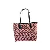 【COACH】肩背托特包(粉筆白/C LOGO PVC/紅色小花印花)
