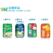 越南 (單瓶 1AB) VINUT 果粒椰子水 紅毛丹果汁 椰子水 風味飲品 罐裝飲料 飲料 椰子水 荔枝水 燕窩水