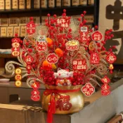 全球選品1館 生活百貨 2026新年裝飾品福桶抱抱桶過年馬年春節氛圍場景佈置插花桌壘德株