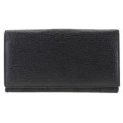 【DOKODEMO】二手 Gucci 長皮夾 143391，皮革和 GG 帆布，黑色，按扣，男女通用