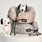 【SNOOPY 史努比】涼感旅行頸枕 灰白色/咖啡色 飛機枕 午睡枕 U型頸枕 記憶頸枕 涼感頸枕 旅行必備