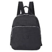 【iBrand】輕盈防潑水素色大口袋尼龍後背包(防水包 黑色)