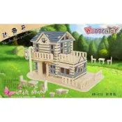 協貿國際日用品生活館 兒童益智3d立體拼圖幼兒拼裝diy玩具小屋歐意苑木製仿真模型