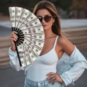 😎3D打印雕塑33CM功夫扇大扇子塑料扇骨外貿美元圖案創意工藝扇子可折疊雕塑雕塑雕塑
