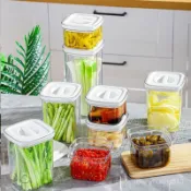 臺灣熱銷 跨境家用旋轉透明密封罐廚房五穀雜糧收納罐食品級塑料收納盒批發