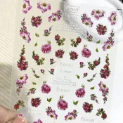 台灣出貨💅薔薇花美甲貼紙 復古花卉指甲貼 立體浮雕美甲貼 文藝花間指甲貼 防水背膠花卉貼 薔薇美甲裝飾貼紙