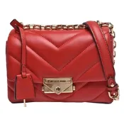 MICHAEL KORS 經典V字縫線羊皮鍊帶斜背包(紅)