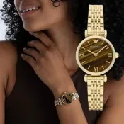 【EMPORIO ARMANI】AR11703 優雅復古金鍊女腕錶 日本機芯 28mm小錶徑 不鏽鋼鍊帶 質感手錶 手錶