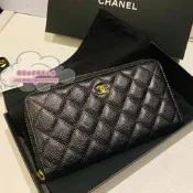 （joy二手）CHANEL香奈兒 Zip Wallet  黑色荔枝紋牛皮 拉鍊長夾/錢包/手拿包/皮夾A50097
