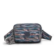 【KIPLING】灰底條紋多層兩用隨身斜背包-ABANU MULTI 女包