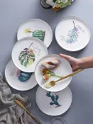 協貿國際日用品生活3館 盤子菜盤家用網紅ins風陶瓷盤圓形餐盤北歐創意沙拉盤西餐牛排盤