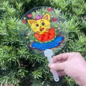 DIY彩繪透明扇 蒲扇 圓扇 透明扇 飛仙扇 花瓣扇 彩繪扇 彩繪扇子 空白扇子 DIY扇 馬克筆 丙烯麥克筆 扇子創作
