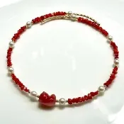 【KARAT】天然  招財貓 粉紅珊瑚 項鍊    BBQ