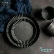 《GrayShop》做舊鐵藝圓形收納盤 鐵製托盤 鐵皮 復古 花托 花邊 收納盤 家居裝飾 網拍商品美食拍照攝影道具