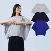 【ERSS】女裝 五分袖 飛鼠袖 短袖 女生 t恤 短袖上衣 柔軟 舒適 純棉 麻灰【K70321】