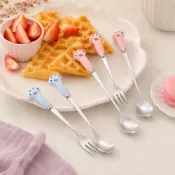 (店+)貓掌湯杓叉子 貓掌餐具 下午茶餐具 野餐餐具 造型餐具 湯杓 叉子 甜點 蛋糕 居家餐具
