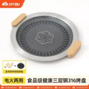 【新款下殺🔥】戶外燒烤盤 韓式露營 家用 316不鏽鋼 電磁爐 超厚不粘 無塗層 燒烤肉盤 露營鍋具 韓式烤盤 露營烤盤