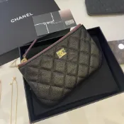 Trend國際精品✨CHANEL 香奈兒 一字拉鍊零錢包 荔枝皮 牛皮 菱格紋