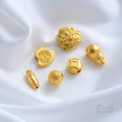 宏雲Hongyun-Ala-強保色銅鍍真金金元寶船舵刻面葫蘆三通隔珠手工diy沙金手鍊配件