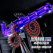 🔥台灣出貨🔥網紅爆款電動連發加特林軟彈發射一體拋殼兒童仿真玩具機關槍禮物