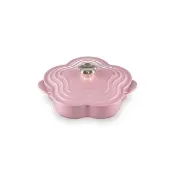 【Le Creuset】琺瑯鑄鐵鍋山茶花燉飯鍋20cm(薔薇-花型淡金頭-內鍋白)