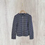*♡*Uniqlo/藍白橫條紋/簡約拉鏈薄外套/S/二手《Anna的百寶箱》