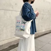 搬搬日貨✈現貨｜日本 polka polka e.e.p.貓咪 印花 側背袋 帆布袋 手提袋 柴犬 A4可放 上課包