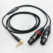 (店+)【YC Sound】編織網 4mm線隔離器 雙XLR轉3.5 彎頭 L型 Y型線 訊號線 音源線 方塊 3.5mm轉平衡XLR母頭