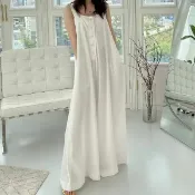Anna S ANNAS 正韓 便宜款 單品實拍 變形蟲 長洋裝 細肩帶 渡假風洋裝 長裙 圖騰 海邊穿搭 性感 海灘裙 韓國 特價