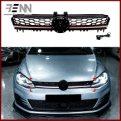 適用於【VW GOLF 7  高7 Golf MK7 2013-2016 GTI款】蜂窩式帶燈LED水箱罩中網改裝