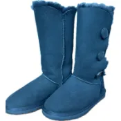 UGG 雪靴 黑色經典款 鈕扣羊毛高筒靴