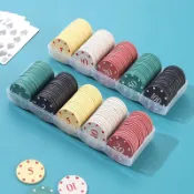 🍃嘻嘻的優品🍃塑膠籌碼幣 德州撲克麻將籌碼 棋牌室專用 積分獎勵幣 PVC材質 收納盒套裝🌷日常必備🌷