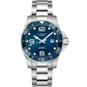 【LONGINES 浪琴】藍水鬼 深海征服者浪鬼陶瓷潛水機械錶-藍x銀/43mm(L3.782.4.96.6)