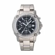 SEIKO 時刻焦點三眼計時腕錶-銀X黑-SNA777P1-45mm