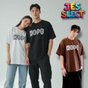 (店+)【JES】韓國 美式 質感 HOPE 斜紋 字母 印花 親膚 潮流 百搭 情侶 個性 短袖 上衣 短T