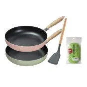 【Pearl Life 珍珠金屬】日本Natural Cook不沾平底鍋28cm三件組-兩色可選(瓦斯/電熱/鹵素/IH可/不挑爐具)