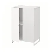 【IKEA 宜家家居】JOSTEIN 層架組附門片，室內/戶外用/白色，61x44x90 公分
