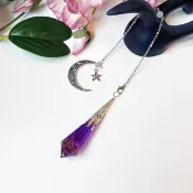 高品質 紫水晶 靈擺 項鍊 水晶 吊墜 紫黃晶 紫晶