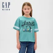  Gap 女童裝 Gap x Snoopy史努比聯名 印花圓領短袖T恤-淺綠色(817655)